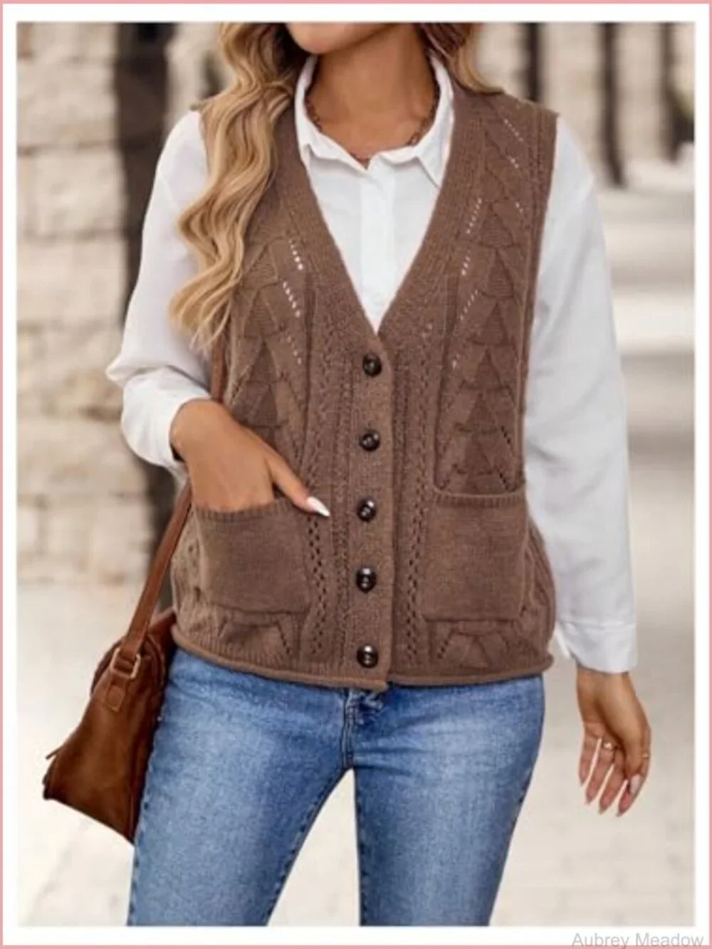 Sweater Vest Button Down Cardigan Sleeveless Knit Top